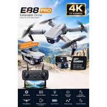 Vera Concept Store E88 4K Çift Kameralı Katlanabilir Drone Wifi App Kontrollü Fpv Quadcopter 2 Bataryalı