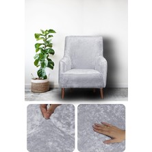Vera Concept Store Bibaha Kadife Tekli Koltuk Örtüsü Lastikli Kanepe Örtüsü | Lastikli Koltuk Örtüsü | Koltuk Kılıfı Açik Gri 120 x 80