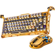 Vera Concept Store Mercury K1 Pro+M1 Pro Kablosuz Rgb Işıklı Mekanik Q Gaming Klavye ve Optik Mouse Seti (Battle-Worn Yellow)