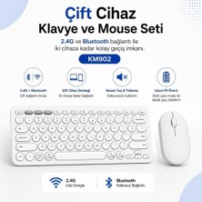 Vera Concept Store Çift Cihaz Bağlantı Özellikli Klavye ve Mouse Set 2.4g+Bt Beyaz KM902
