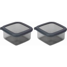 Vera Concept Store Gri Kare Saklama Kabı Silikon Kapak Hava Geçirmez Kuru Baklagil Kahve Bakliyat Makarna Kuruyemiş Kutusu Çeyiz Seti (2 Adet, 400 Ml)