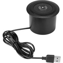 Vera Concept Store Masa Içi Kablosuz Şarj Aleti, Qi Wireless Şarj Istasyonu, Açılır 2 USB Portlu Şarj Istasyonu, 10W Hızlı Şarj Pedi, Siyah