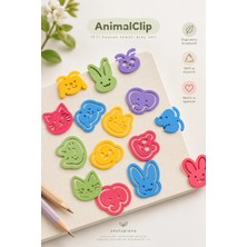 15'li Hayvan Temalı Renkli Ataç Seti – Animalclip Eğlenceli Figürlü Ataç