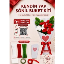 Vera Concept Store Kırmızı Beyaz Lilyum Buketi Kendin Yap (Dıy) Kiti - 65 Adet Şönil Içerir Hobi ve Hediye Seti