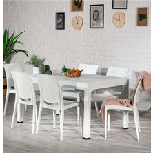 Vera Concept Store Rattan Dikdörtgen Beyaz Masa Takımı Bahçe&balkon