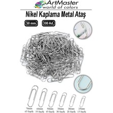 Metal Büyük Ataç 50 mm 100 Lü 1 Paket Nikel Kaplama 45 Sayfa Kapasiteli Metal Ataş Ofis Okul Büro Da