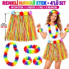Dolozena Tropikal Renkli Hawaii Etek 40 cm ve 4'lü Set