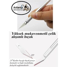 Cetvel 30 cm ve Kretuar Bıçağı 5 Yedek Bıcaklı 1 Adet Paslanmaz Metal Çetvel 30 Santimet