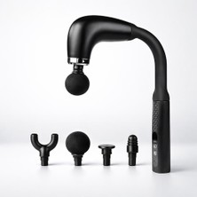Vera Concept Store Smaylıng Uzatmalı Masaj Tabancası – 120° Kavisli Uzun Saplı, 9 Kademeli Hız Ayarlı – 4 Başlıklı Derin Doku Masaj Aleti – USB Type-C Şarjlı, Kablosuz –