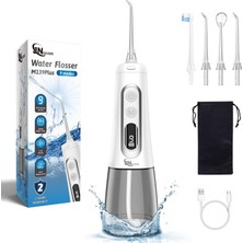 Vera Concept Store Su Diş Pensesinde Oral Irrigatör, 300 ml Şarj Edilebilir Diş Ipi Ipx7 Su Geçirmez 9 Modlu LED Pil Ekranlı Taşınabilir Sulama, 4 Jet Uçlu Seyahat Ev Ku