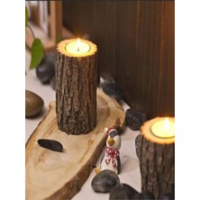 Vera Concept Store El Işçiliği Kütük Görünümlü Taş Mumluk ve Sunumlul Tepsi