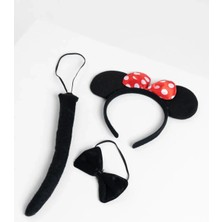 Dolozena Eğlenceli Minnie Mouse Kostüm Seti Taç Kuyruk Papyon