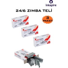 Zımba Teli 24/6 1000 Li 3 Paket Büyük Boy Gri Renk Tel Zımba Gümüş Gri Noki Ofis