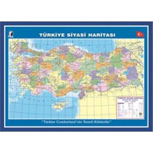 Türkiye Siyasi Haritası Çift Yönlü (Çıtalı - 70 cm x 100 Cm)
