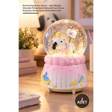 Yenilig 2 Adet Sevimli Köpek Kar Küresi – Işıklı Müzikli Otomatik Püskürtmeli Dekoratif Cam Fanus Polyester Gövde Snow Globe Music Box