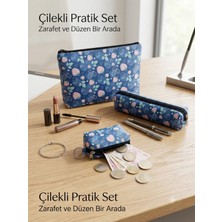 Çok Amaçlı 3'lü Seyahat ve Kırtasiye Seti (Çanta, Kalemlik & Mini Cüzdan)
