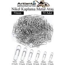 Büyük Metal Ataş No 5 50 mm 50 Li 1 Paket Nikel Kaplama Metal Ataç Dayanıklı Paslanmaz 45 Sayfa Kapa