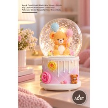 Yenilig 4 Adet Ayıcık Figürlü Işıklı Müzikli Kar Küresi – Büyük Boy Otomatik Püskürtmeli Cam Fanus Polyester Gövde Masaüstü Dekor Snow Globe