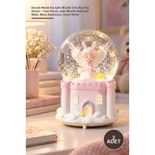 Yenilig 2 Adet Kanatlı Melek Kız Işıklı Müzikli Orta Boy Kar Küresi – Cam Fanus, Işıklı Müzikli Dekoratif Biblo, Masa Süslemesi, Snow Globe