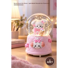 Yenilig 2 Adet Sevimli Ayıcık Kar Küresi – Işıklı Müzikli Otomatik Kar Püskürtmeli Cam Fanus Polyester Gövde Dekoratif Masaüstü Snow Globe Musical