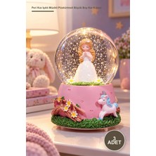Yenilig 3 Adet Peri Kızı Işıklı Müzikli Püskürtmeli Büyük Boy Kar Küresi – Cam Fanus, Polyester Gövde, Otomatik Kar Püskürtme, Işıklı Müzik Snow Globe Dekor