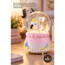 Yenilig 3 Adet Sevimli Köpek Kar Küresi – Işıklı Müzikli Otomatik Püskürtmeli Dekoratif Cam Fanus Polyester Gövde Snow Globe Music Box