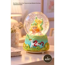 Yenilig 1 Adet Kar Küresi Deniz Kızı Tasarımlı Işıklı Müzikli Orta Boy – Cam Fanus ve Polyester Gövde, Işıklı Müzikli Dekor, Snow Globe, Music Snow Globe