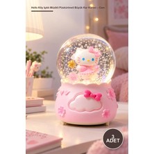 Yenilig 3 Adet Hello Kity Işıklı Müzikli Püskürtmeli Büyük Kar Küresi – Cam Fanus, Polyester Gövde, Otomatik Kar, Işıklı Müzikli Snow Globe Dekoratif