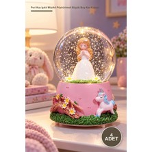 Yenilig 4 Adet Peri Kızı Işıklı Müzikli Püskürtmeli Büyük Boy Kar Küresi – Cam Fanus, Polyester Gövde, Otomatik Kar Püskürtme, Işıklı Müzik Snow Globe Dekor