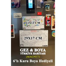 Gez Boya (Büyük Boy) Türkiye Haritası Magnet – Mıknatıslı 81 Il Seyahat ve Boyama Haritası, 29X17CM