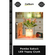 Carlburn Özel Üretim Işıklı Dekoratif Masaüstü Hediye Modern Pembe Saksılı LED Yapay Çiçek