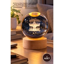 Yenilig 1 Adet Atlı Karınca Renk Değiştiren Işıklı Cam Küre – Ahşap Altlıklı Dekoratif Lamba Usb'li Masa Dekoru 8 cm Renkli Light Globe
