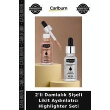 Carlburn Özel Üretim Makyaj Işıltılı Parlak Kozmetik 2'li Damlalık Şişeli Likit Aydınlatıcı Highlighter Seti