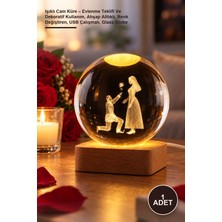 Yenilig 1 Adet Işıklı Cam Küre – Evlenme Teklifi ve Dekoratif Kullanım, Ahşap Altlıklı, Renk Değiştiren, USB Çalışmalı, Glass Globe