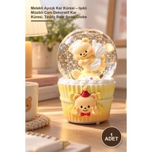Yenilig 1 Adet Melekli Ayıcık Kar Küresi – Işıklı Müzikli Cam Dekoratif Kar Küresi, Teddy Bear Snow Globe