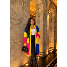 Elora Atelier RENKLİ BLOK CEP DETAYLI TRİKO HIRKA
