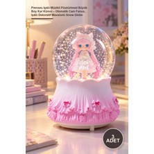Yenilig 3 Adet Prenses Işıklı Müzikli Püskürtmeli Büyük Boy Kar Küresi – Otomatik Cam Fanus, Işıklı Dekoratif Masaüstü Snow Globe