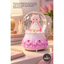 Yenilig 1 Adet Prenses Işıklı Müzikli Orta Boy Kar Küresi – Cam Fanus, Polyester Gövde, Masaüstü Dekor, Snow Globe, Lighted Musical