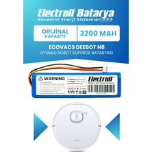 Electroll Ecovacs Deebot N8 Uyumlu Batarya (Orijinal Kapasite) 3200MAH Pil Robot Süpürge Bataryası Değişim