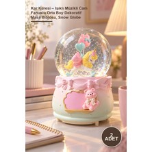Yenilig 2 Adet Kar Küresi – Işıklı Müzikli Cam Fanuslu Orta Boy Dekoratif Masa Biblosu, Snow Globe