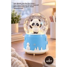 Yenilig 3 Adet Işıklı Müzikli Orta Boy Kar Küresi – Cam Fanus Polyester Gövdeli Dekoratif Biblo Snow Globe Işık ve Müzik