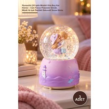 Yenilig 3 Adet Romantik Çift Işıklı Müzikli Orta Boy Kar Küresi – Cam Fanus Polyester Gövde, Müzik ve Işık Özellikli Dekoratif Snow Globe