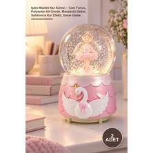 Yenilig 2 Adet Işıklı Müzikli Kar Küresi – Cam Fanus, Polyester Alt Gövde, Masaüstü Dekor, Sallanınca Kar Efekti, Snow Globe