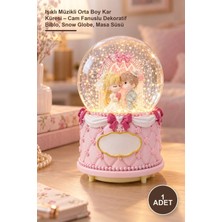 Yenilig 1 Adet Işıklı Müzikli Orta Boy Kar Küresi – Cam Fanuslu Dekoratif Biblo, Snow Globe, Masa Süsü
