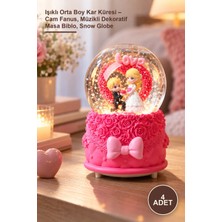 Yenilig 4 Adet Işıklı Orta Boy Kar Küresi – Cam Fanus, Müzikli Dekoratif Masa Biblo, Snow Globe