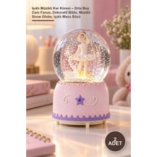 Yenilig 2 Adet Işıklı Müzikli Kar Küresi – Orta Boy Cam Fanus, Dekoratif Biblo, Müzikli Snow Globe, Işıklı Masa Süsü