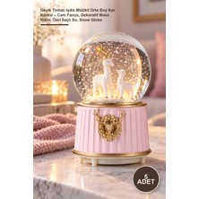 Yenilig 5 Adet Geyik Temalı Işıklı Müzikli Orta Boy Kar Küresi – Cam Fanus, Dekoratif Masa Biblo, Özel Ilaçlı Su, Snow Globe