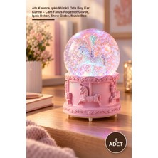 Yenilig 1 Adet Atlı Karınca Işıklı Müzikli Orta Boy Kar Küresi – Cam Fanus Polyester Gövde, Işıklı Dekor, Snow Globe, Music Box