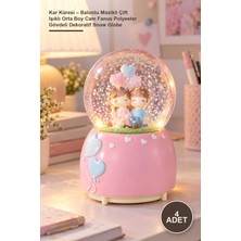Yenilig 4 Adet Kar Küresi – Balonlu Müzikli Çift Işıklı Orta Boy Cam Fanus Polyester Gövdeli Dekoratif Snow Globe