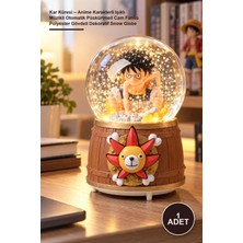 Yenilig 1 Adet Kar Küresi – Anime Karakterli Işıklı Müzikli Otomatik Püskürtmeli Cam Fanus Polyester Gövdeli Dekoratif Snow Globe